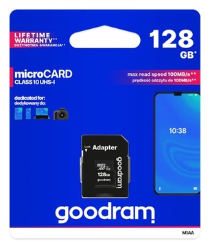 Karta pamięci mSDXC GOODRAM 128GB + ADAPTER SD 100MB/s CLASS10 UHS-I