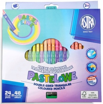 Карандаши Astra двусторонние PASTEL 24=48