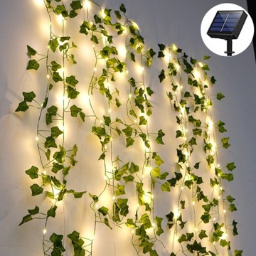 Sztuczny Bluszcz SOLARNE LED na Ścianę Balkon 2M