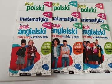 MATEMATYKA JĘZYK POLSKI ANGIELSKI 4-6 Karty Pracy x9 GREG zadania ćwiczenia