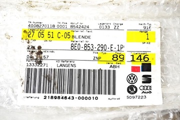 A4 B6 КРЫШКА СТОЙКИ ВНЕШНЯЯ ПРАВАЯ 8E0853290E НОВЫЙ ОРИГИНАЛ