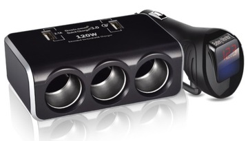 ROZDZIELACZ ŁADOWARKA ROZGAŁĘŹNIK SAMOCHODOWY WOLTOMIERZ 12-24V 120W QC3.0