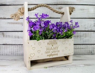 ЦВЕТОЧНАЯ КОРОБКА ЦВЕТОЧНЫЙ ГОРШОК С ГРАВИРОВКОЙ ПОДАРОК ​​НА ДЕНЬ МАТЕРИ ГРАВИРОВКА ДЛЯ МАТЕРИ