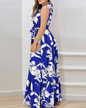 NOWA LETNIA SUKIENKA MAXI W BOTANICZNY PRINT