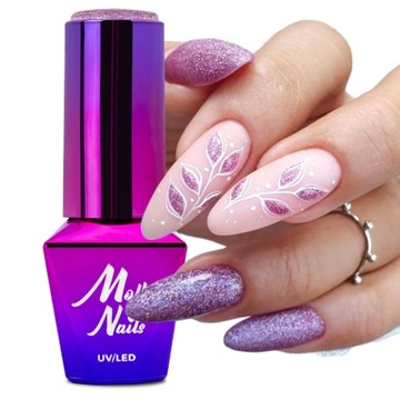 LAKIER HYBRYDOWY MOLLY NAILS DROBINKI BROKAT 8g WYBÓR KOLORÓW