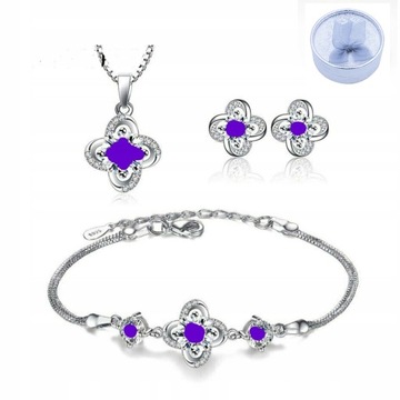 925 silver jewelry set gift box Earrings Chain