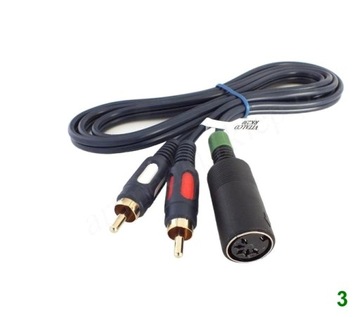 kabel, przewód połączeniowy DIN-5 gn - 2 RCA chinch 1,2 m