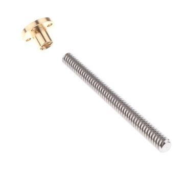Śruba T8 8mm z gwintem trapezowym z nakrętką 100MM
