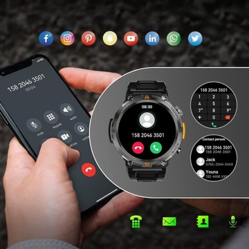 МУЖСКИЕ СМАРТ-ЧАСЫ СПОРТ СО СВЕТОДИОДНЫМ ФОНАРЕМ ПОЛЬСКОЕ МЕНЮ SMS ШАГИ