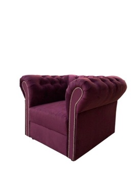 Stylowy pikowany fotel chesterfield z ćwiekami