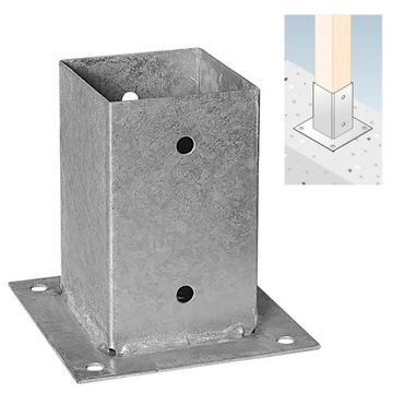PODSTAWA SŁUPA PRZYKRĘCANA DO BETONU 90x90x150x1,8 KWADRATOWA PSP90