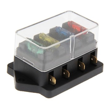 4 Way Circuit Standard Blade Disaster Box Block Holder 12V/24V Fus~4823