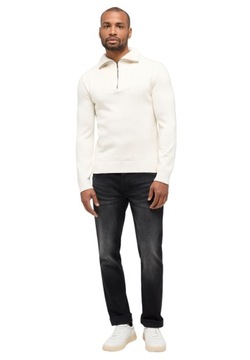 Sweter męski Mustang Emil T Zipper ecru rozpinany pod szyją r. XL