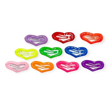 SPINKI DO WŁOSÓW PYKI JELLY KOLOR NEON SERDUSZKA 10 SZT