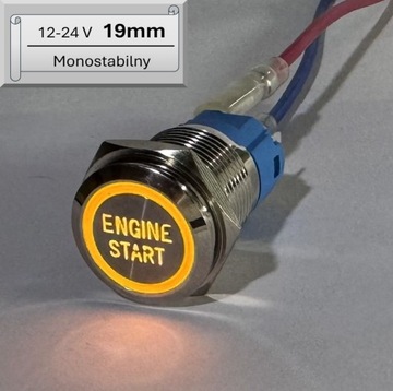 Przycisk podświetlany LED ENGINE START silnika 19 mm 12V 24V Biały Mo