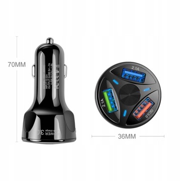 БЫСТРОЕ АВТОМОБИЛЬНОЕ ЗАРЯДНОЕ УСТРОЙСТВО 3xUSB QUALCOMM QC 3.0 SOLID UNIVERSAL