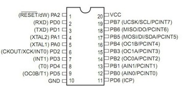 Микроконтроллер AVR — ATtiny2313A-PU