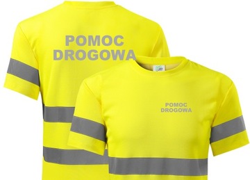 ODBLASKOWA ŻÓŁTA KOSZULKA 3M NADRUK POMOC DROGOWA