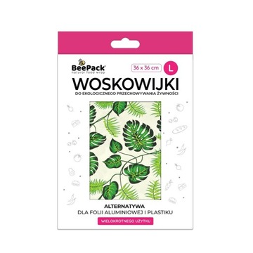 Woskowijka do przechowywania żywności, LIŚĆ MONSTERY, L (36x36cm), BeePack
