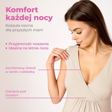 Koszula nocna ciążowa Sukienka ciążowa Halka MS10-467 Beżowy L