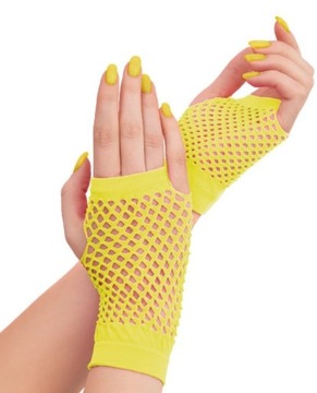 RĘKAWICZKI SIATECZKOWE neon ŻÓŁTE DISCO lata 80