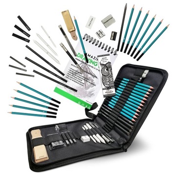 OŁÓWKI DUŻY ZESTAW DO SZKICOWANIA SZKICOWNIK XL NA PREZENT