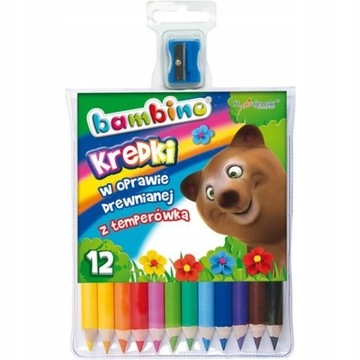 Kredki w oprawie drewnianej BAMBINO 12 kolorów z g
