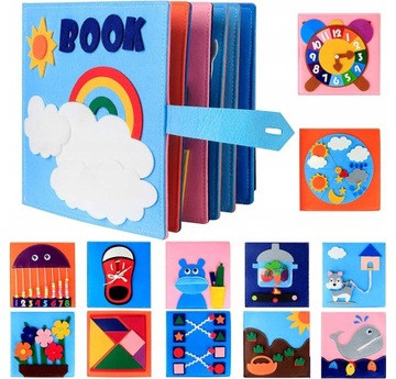 КНИГА из Войлока РАЗВИВАЮЩАЯ КНИГА ИГРУШКИ ДЛЯ ДЕТЕЙ 12 ТЕМ