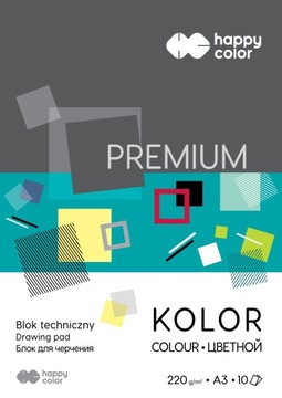 BLOK TECHNICZNY A3 10k 220g kolorowy Happy Color