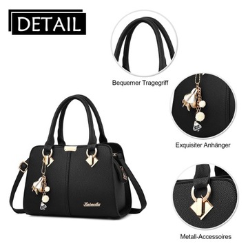 Женская регулируемая сумка с отделениями и плечевым ремнем, черная кожаная сумка