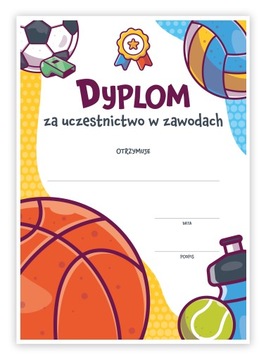 DYPLOM KONKURSOWY - ZAWODY SPORTOWE - DUŻY (A4) - LearnHow