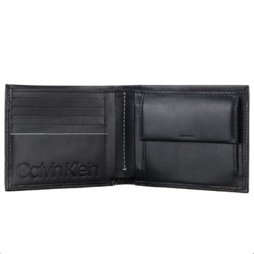 Calvin Klein portfel skórzany czarny miejsce na bilon K50K504833 BDS