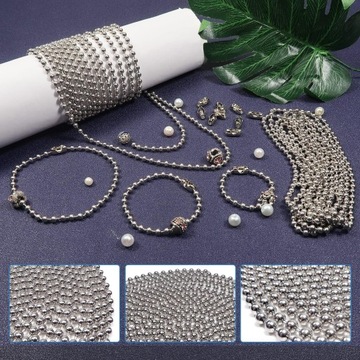 шариковая цепочка, серебро, нержавеющая сталь, комплект 4,5 мм, диаметр 4,5 мм