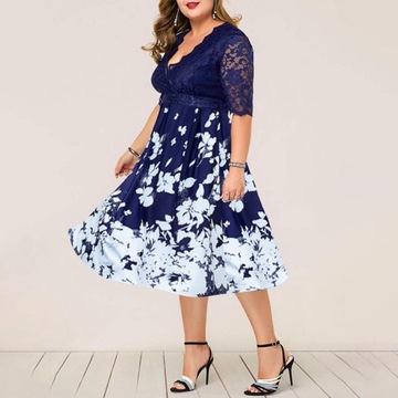 PLUS SIZE LINE Синее кружевное платье Vem