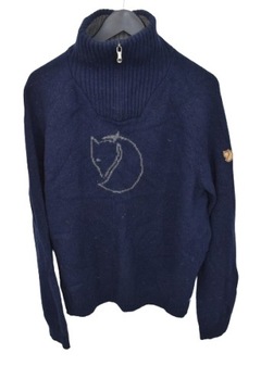 80121 Fjallraven Red fox Sweater sweter męski XL wełna dziura na łokciu