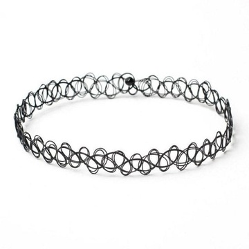 CHOKER NASZYJNIK CZARNY ELASTYCZNY KORONKA TATOO