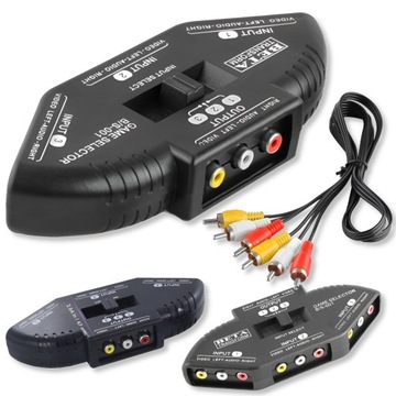 Switch 3x1 AV przełącznik 3x RCA chinch -1x RCA