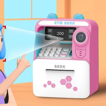 Piggy Bank Toy small atm Machine Coin Cash Pink