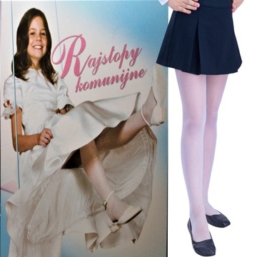 Rajstopy do Komunii Komunijne z Lycry Białe Gładkie eleganckie R-146
