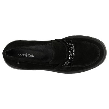 BUTY DAMSKIE WELUROWE półbuty mokasyny Wojas GRUBA PODESZWA czarne r. 38