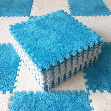 12pcs Plush Puzzle Foam Floor Mat for Parlor Bedroom Decoration, inny
