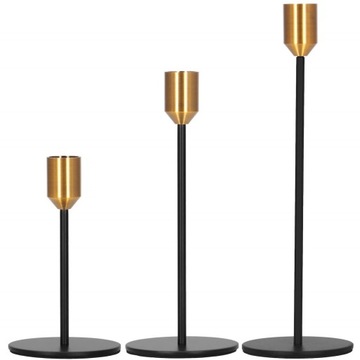 НАБОР 3x ПОДСВЕЧНИКОВ МЕТАЛЛИЧЕСКОЕ ДЕКОРАЦИОННОЕ ЧЕРНОЕ ДЛЯ СВЕЧЕЙ GLAMOUR LOFT