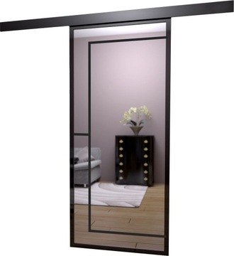 Drzwi Szklane Przesuwne System 65 cm Lustro 3D