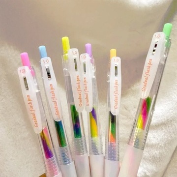 Сверкающие гелевые ручки 6 цветов, тонкие ручки с радужным градиентом для выделения