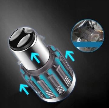 BA20D S2 żarówka LED 35/35W soczewka motocyklowa 2400LM 6000K z radiator