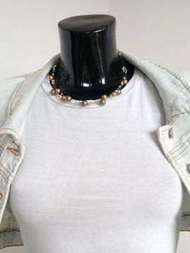 Y2k винтажное жемчужное колье, колье, металлический медный жемчуг на нитке в стиле бохо