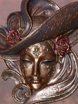 Кулон ВЕНЕЦИОНСКАЯ МАСКА РОЗОВАЯ ШЛЯПА В ПОДАРОК