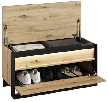 SZAFKA NA BUTY skrzynia kontener LOFT z oświetleniem i siedziskiem QG-03
