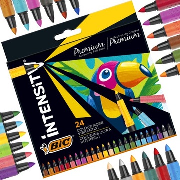 BIC INTENSITY PREMIUM FLAMASTRY PISAKI MAZAKI SZKOLNE BIUROWE 24 KOLORY