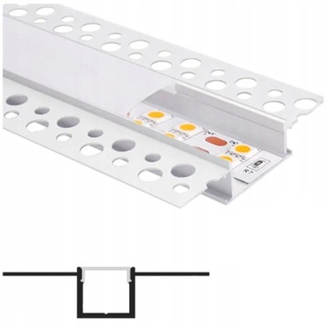 СВЕТОДИОДНЫЙ ПРОФИЛЬ ДЛЯ ГИПСОВЫХ ПЛИТ Алюминий Анодированный Ширина 20мм 1м
